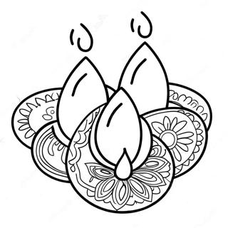 Page à colorier de diyas colorés de Diwali | Page de coloriage Diwali