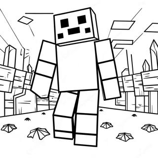 Page à colorier de l'entité 303 menaçante de Minecraft | Page de coloriage Minecraft Entité 303