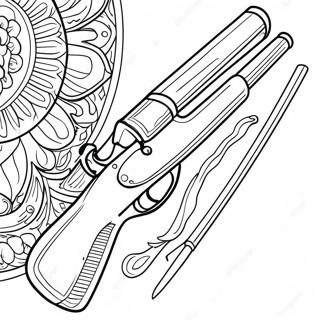 Page à colorier de fusil de chasse vintage | Page de coloriage Fusil de chasse