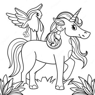 Page à colorier de créatures magiques mythographiques | Page de coloriage Mythographique