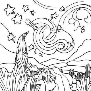 Page à colorier du ciel étoilé | Page de coloriage Nuit étoilée