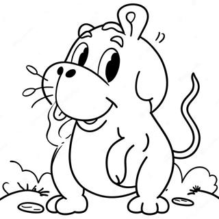 Page à colorier d'un animal qui pète de manière drôle | Page de coloriage Pet