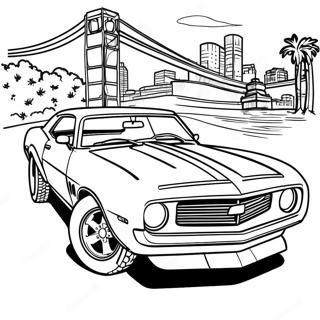 Page à colorier de la Camaro classique | Page de coloriage Camaro