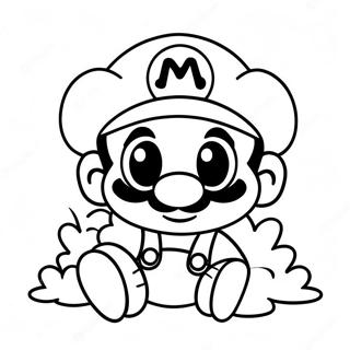 Page à colorier de bébé Mario mignon avec un chapeau | Page de coloriage Bébé Mario