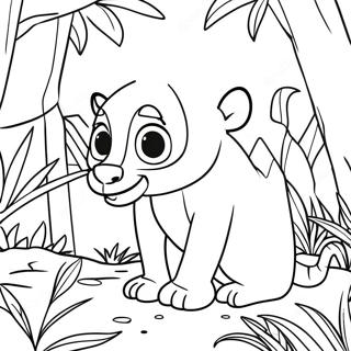 Page à colorier de l'aventure dans la jungle de Madagascar | Page de coloriage Madagascar