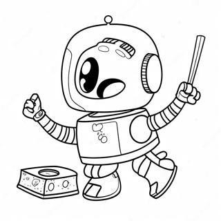 Page à colorier d'un robot de nettoyage mignon | Page de coloriage Nettoyage