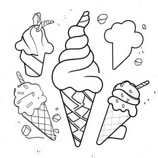 Page à colorier de cône de glace licorne | Page de coloriage Glace Licorne