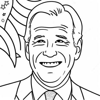 Page à colorier du portrait souriant de Joe Biden | Page de coloriage Joe Biden