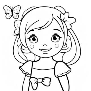 Page à colorier de Shinobu mignonne avec un papillon | Page de coloriage Shinobu
