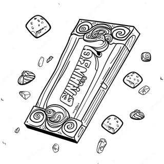 Page à colorier de la barre Wonka dorée | Page de coloriage Barre Wonka