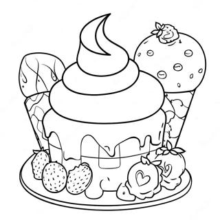 Page à colorier de dessert détaillé | Page de coloriage Dessert Détailé