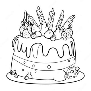 Page à colorier de tranche de gâteau délicieuse | Page de coloriage Dessert Détailé