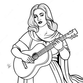 Page à colorier Madonna avec guitare | Page de coloriage Madonna