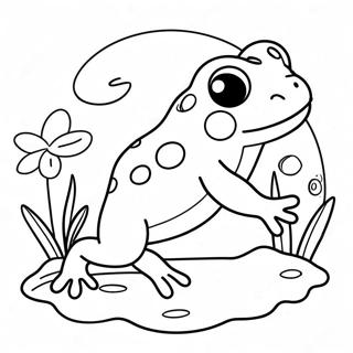 Page à colorier grenouille mignonne en train de sauter | Page de coloriage Amphibiens