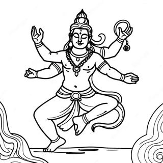Page à colorier Shiva dansant | Page de coloriage Shiva