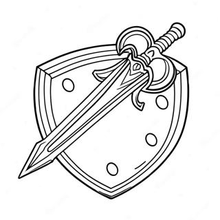 Page à colorier épée et bouclier colorés | Page de coloriage Arme