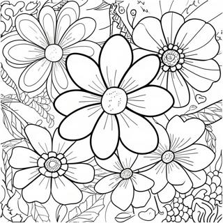 Page à colorier de fleur preppy | Page de coloriage Fleur Preppy