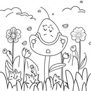 Page à colorier de jardin de fleurs preppy colorées | Page de coloriage Fleur Preppy