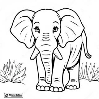 Page à colorier d'éléphant africain majestueux | Page de coloriage Éléphant Réaliste