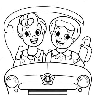 Page à colorier Aventure amusante de Lucy et Ethel | Page de coloriage J'aime Lucy