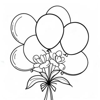 Page à colorier de bouquet de ballons colorés | Page de coloriage Ballon