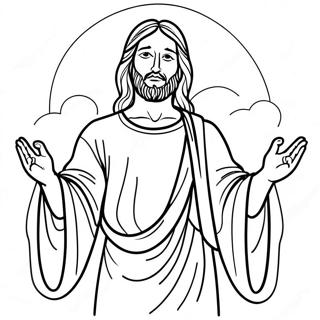 Page à colorier Jésus les bras ouverts | Page de coloriage Suivre Jésus
