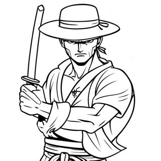 Page à colorier Zoro avec son épée | Page de coloriage Zoro