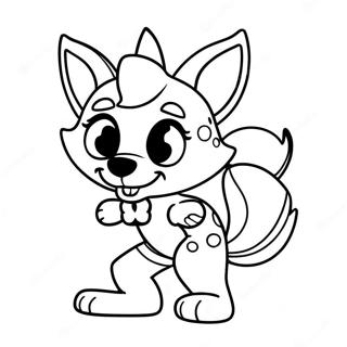 Page à colorier de Funtime Foxy dans une pose ludique | Page de coloriage Funtime Foxy