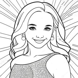 Page à colorier de Dove Cameron dans une robe étincelante | Page de coloriage Dove Cameron