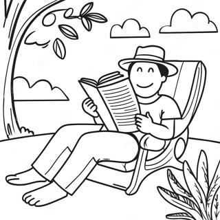 Page à colorier de lecture d'été | Page de coloriage Lecture d'été