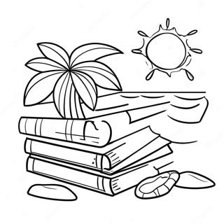 Page à colorier de livres de plage colorés | Page de coloriage Lecture d'été