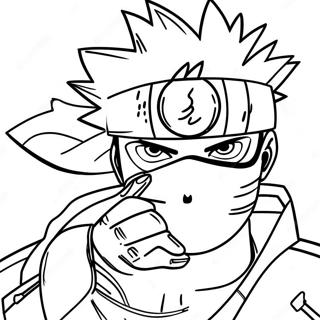Page à colorier Kakashi avec Sharingan en bataille | Page de coloriage Sharingan Kakashi