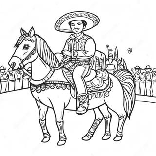 Page à colorier parade colorée des jours Charro | Page de coloriage Jours de Charro