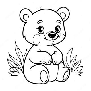 Joli ourson noir jouant à colorier | Page de coloriage Ours Noir