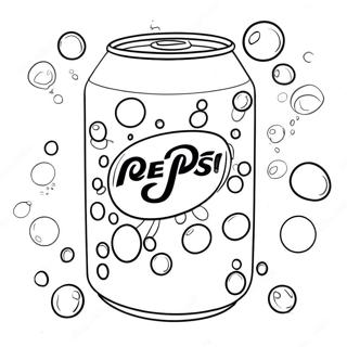 Canette de Pepsi avec des bulles à colorier | Page de coloriage Pepsi