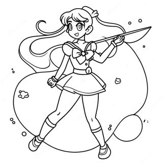 Sailor Venus élégante en action à colorier | Page de coloriage Sailor Venus