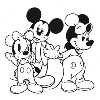Mickey Mouse avec des amis à colorier | Page de coloriage Mickey