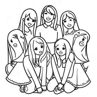 Page à colorier Groupe des Membres de Twice | Page de coloriage Deux fois