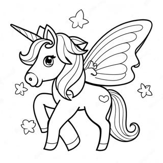 Page à colorier Licorne Papillon étincelante | Page de coloriage Licorne Papillon