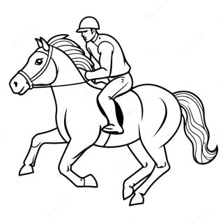Page à colorier Cheval de Course au Galop | Page de coloriage Cheval de Course
