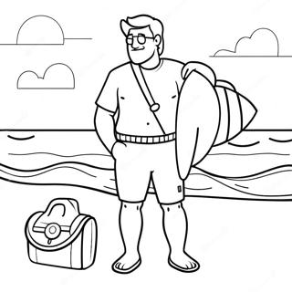 Page à colorier du sauveteur en service | Page de coloriage Sauveteur