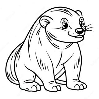 Page à colorier d'un blaireau mignon | Page de coloriage Miel Badger