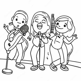 Page à colorier chanteurs colorés en concert | Page de coloriage Chanter