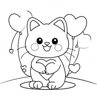 Chat de la Saint-Valentin Coloriages