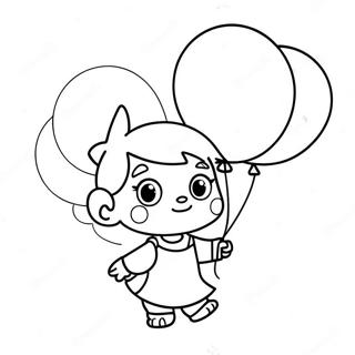 Page à colorier de Kiki avec des ballons colorés | Page de coloriage Kiki