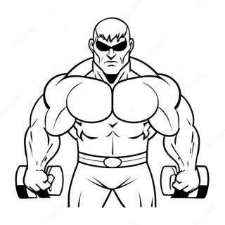 Page à colorier de super-héros puissant soulevant des poids | Page de coloriage Force