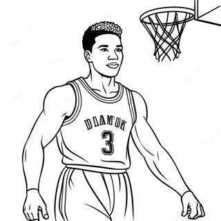 Page à colorier Joueur de basketball en dunk | Page de coloriage Slam Dunk