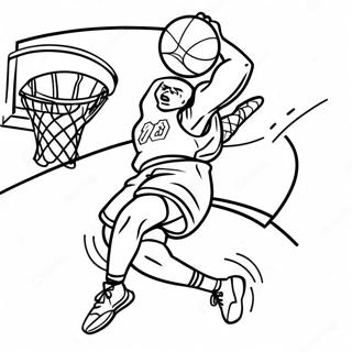 Page à colorier Action de dunk excitante | Page de coloriage Slam Dunk