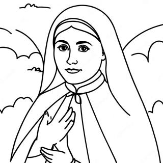 Page à colorier Belle Sainte Bernadette | Page de coloriage Sainte Bernadette