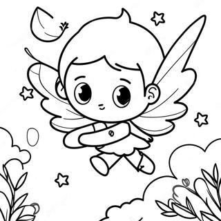 Fée Garçon Volant avec des Ailes Étincelantes à Colorier | Page de coloriage Fée Garçon